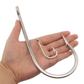 Saltwater Large Giant Fishing Hooks Shark and Alligator Hooks Big Game Stainless Steel J Fishing Hook Extra Strong Sharp Large Fish Hooks for Shark Swordfish Tuna Catfish Size 5/0-20/0