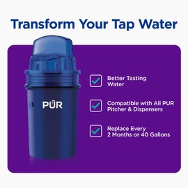 PUR Water Pitcher & Dispenser Replacement Filter 4-Pack, Genuine PUR Water Filter, 2-in-1 Powerful and Faster Filtration, 8-Month Value, Blue (PPF900Z4)