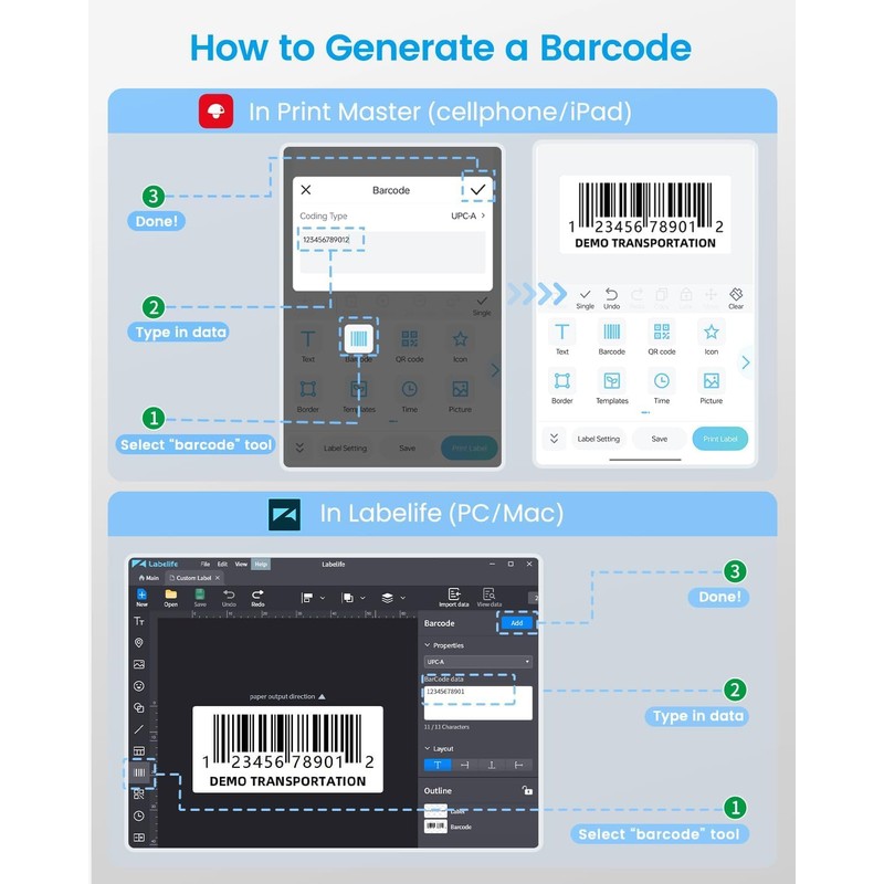 Phomemo M110 Bluetooth Thermal Label Printer, Upgraded Label Maker Machine