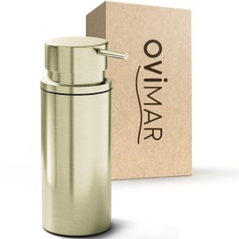 ovimar Soap Dispenser Sola Strands | Gold | Stainless Steel | Free Standing No Drilling | with Extra Large Opening Easy to Refill | for the Bathroom or Kitchen