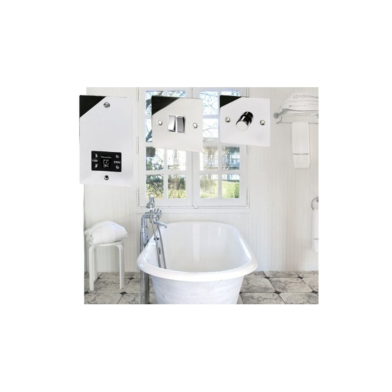 20A Double Pole Switch - Polished Chrome Flat - White