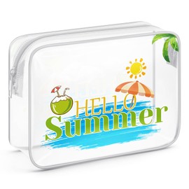 Summer Themed Gifts Clear Makeup Bags with Zipper Beach Essentials for Vacation Beach Accessories for Women Cosmetic Travel Bag Organizer Summer Holiday Gift for Summer Lover Birthday Christmas Gifts
