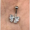 Dragonfly 14 Gage Bow Decor Belly Button Ring Stainless Steel