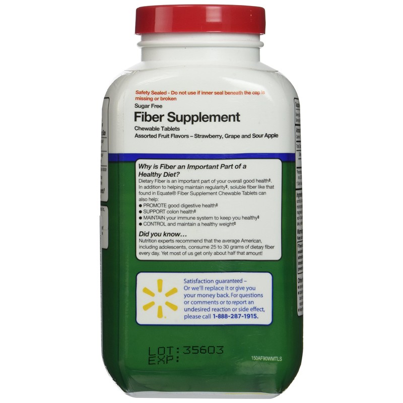 Equate - Fiber Supplement, 90 Chewable Tablets (Compare to Fiber