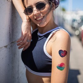 40 Pieces Heart Temporary Tattoos, Heart Stickers for Kids Reward, Starry Sky Rainbow Colorful Heart Tattoos for Boys Girls Student Teachers Classroom Party