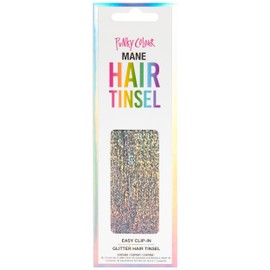Punky Mane Hair Tinsel - Silver Lining, Easy Clip-In, 13-inch Glitter Fairy Hair, 1-pack