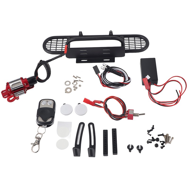 RC Front Bumper with 2 Round LED and Winch Remote