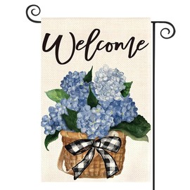 DMERBYL Hydrangea Spring Summer Garden Flag 12x18 Inch Double Sided Outside, Floral Welcome Yard Outdoor Flag