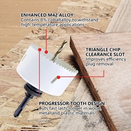 Greywolf 15 pcs Bi-Metal Hole Saw Set, M42 8% Cobalt HSS Hole Saw Kit with 3/4"-2-1/2" (19-64mm) 9-Piece Hole Saw Blades, Box with Arbor, Drill Bit, Hex Key, for Metal, Wood, Plastic