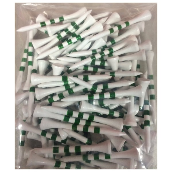 2 3/4" Wooden Golf Tees with Height Indication Stripes - Pack of 100 (Natural w/Black Stripes)