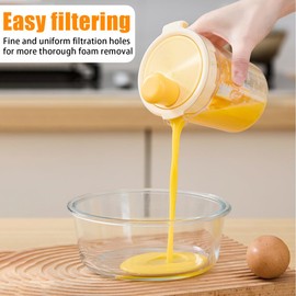 MiOYOOW Salad Dressing Mixer, 500 ml Egg Filter Mixing Cup, Manual Mixing Bottle, Manual Sauce Shaker Bottle with Scale for Egg, Dough, Salad Dressing
