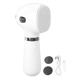 Electric Foot Grinder 2pcs Grinding Head Callus Removal Automatic USB Rechargeable Pedicure Tool for Cracked Heels White
