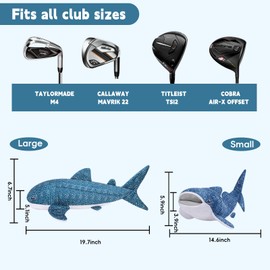 Lilizzhoumax Hybird/Fairway Wood Head Cover - Blue, Whale Shark Cute Animals Golf Club Head Cover, Golf Driver Headcover Funny - Fits Hybird/Fairway Wood golf clubs Golfer Gift for Men