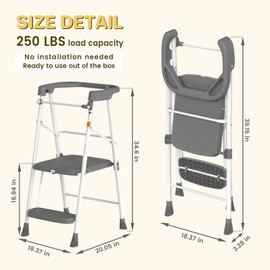 HBTower Kids 2 Steps Step Stool, Toddler Tower for Kitchen Counter Learning, Toddler Kitchen Stool Helper with Anti-Drop Safty Railing Kids Standing Folding Stepper