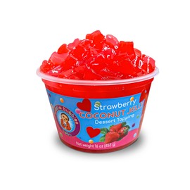 Premium HEART STRAWBERRY Coconut Jelly Dessert Topping by Buddha Bubbles Boba