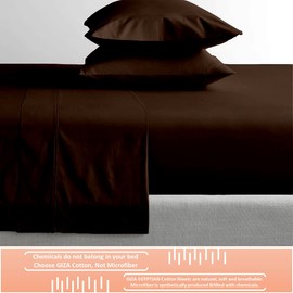 Mr Pandaa 100% Giza Egyptian Cotton Dreams Sheet Set, Long-Staple Cotton, 6 PC Giza-Bed-My-Sheets-&-Pillowcases, Sateen Weave Soft Silky Feel, Fits Mattress Upto 15'' Deep - Chocolate-King