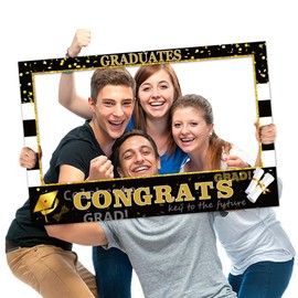 Tobbetter Graduation Photo Props Frame Black and Gold Large Size High School College Graduation Selfie Favors Decorations for 2023