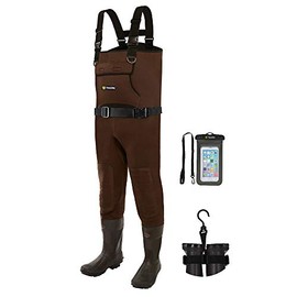 TIDEWE Neoprene Waders, Cleated Bootfoot Men Chest Waders, Waterproof Durable Fishing & Hunting Waders Chest Brown Size 8