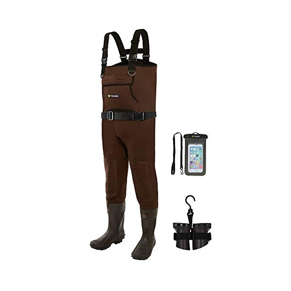 TIDEWE Neoprene Waders, Cleated Bootfoot Men Chest Waders, Waterproof Durable