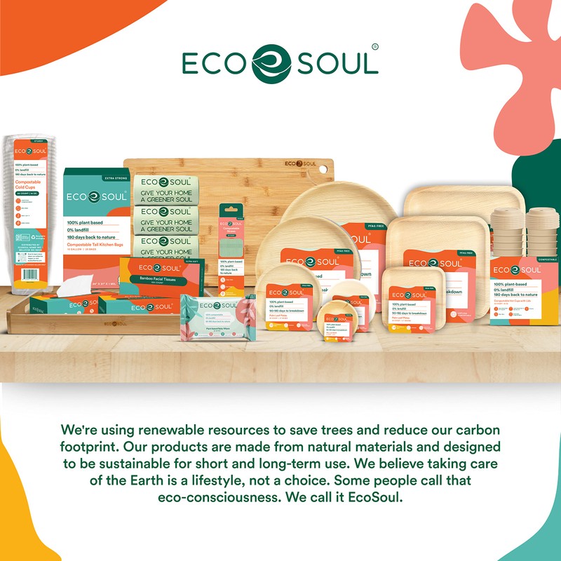 ECO SOUL 100% Compostable 15cm(6") Round Palm Leaf Plates (Pack