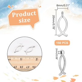 HOBBIESAY 150Pcs Fish Charms Tibetan Style Fish Charms Pendant Sea Dangle Charm Bulk Animal Charm for DIY Necklace Earring Jewelry Making