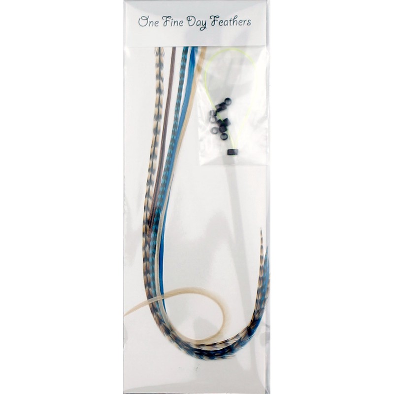 Real Feather Hair Extensions - Blue Auburn (5 Feathers)