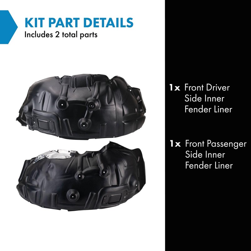 TRQ Front Inner Fender Liner Set Compatible with 2009-2010 Dodge