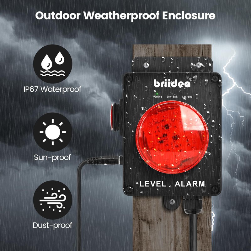 New Upgrade! Sump Pump Alarm, Briidea Indoor/Outdoor High Water Septic