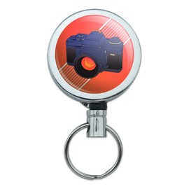 Camera Photography Photographer Heavy Duty Metal Retractable Reel ID Badge Key Card Tag Holder with Belt Clip