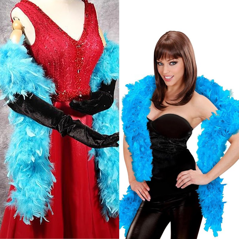 JNGTKL Feather Boa, 2m Blue Feather Boa And Heart Rimless