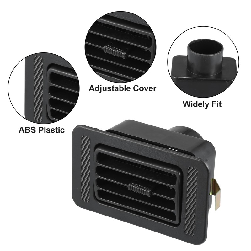 ACROPIX 12x7cm Rectangular Black AC Air Vent Fits RV Bus