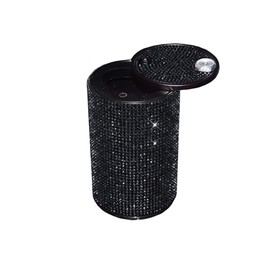 Diamond Car Ashtray with Lid, Riloer Diamond-encrusted Ashtray Smokeless, Car Interior Accessories Gift for Girls or Ladies