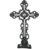 StealStreet SS-G-28269, 14 Inch Gunmetal Colored Cross with Clear Crystal