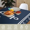 TLCBFF Nautical Decorative Rectangle Tablecloth Anchor Sailing Ocean Dark Navy