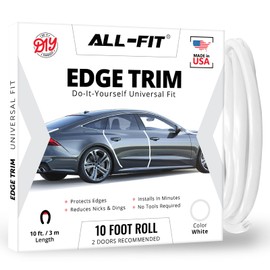 All-Fit Automotive Car Door Edge Protector – Universal DIY Edge Trim to Prevent Scratches & Dings – Flexible Adhesive Molding Trim for Cars, Trucks & SUVs (10 Ft - White)