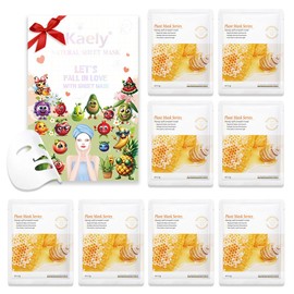 CAKAILA 8 Pack Honey Face Sheet Mask Skincare,Hydrating Face Mask For Sensitive Skin,Moisturize,Soothing,Nourish for All Skin Types,Natural Spa Party Facial Mask Skincare Set for Women Men Girls