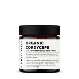 Erbology Erbology Organic Cordyceps Mushroom Powder 50 Servings - 48% Beta-glucans - Energy and Performance - Cordyceps Sinensis - Small Batch - Sustainably Grown in Europe - Vegan - Non-GMO - No Added Fillers