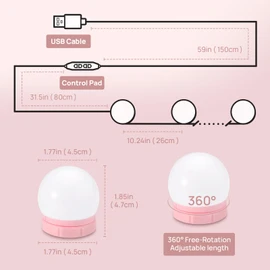 Consciot LED Vanity Lights for Mirror, Hollywood Style Vanity Light with 10 Dimmable Bulbs, Adjustable Color & Brightness, USB Cable, Mirrors Lights Stick on for Makeup Table Dressing Room Mirror
