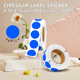 3/4" Colored Dot Stickers Round Labels, 4 Rolls 4000PCS Circle Stickers, 10 Color-Coded Sticker Labels for Kids Classroom, Office, Family (Blue)