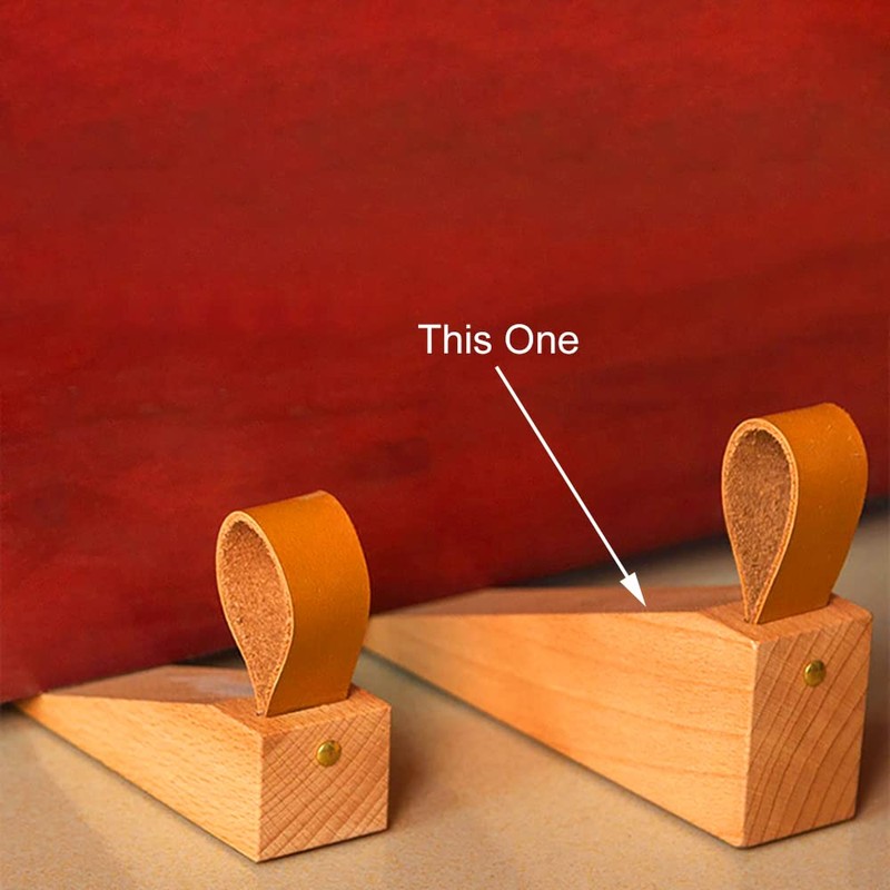 Wood Door Stopper, Solid Wood Non-Slip Door Wedges, Sturdy and