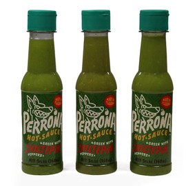 La Perrona Green Chiltepin Hot Sauce 5 Ounce Bottle | Chiltepin Pepper Salsa Picante | Extra Spicy | Handmade | 3 Pack