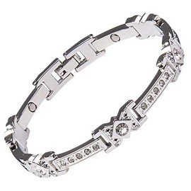 Ladies Magnetic Bracelet for Women. Clear Rhinestone Crystal & Jewellery Gift Box