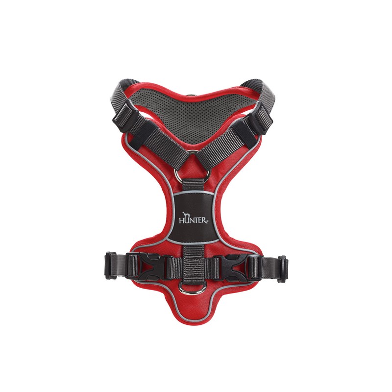 HUNTER Divo Dog Harness, L, 72–100 cm, Red/Grey