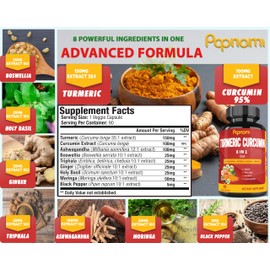 Turmeric Curcumin Extract Capsules - 90 Counts 3 Month Supply - Blended Ashwagandha, Moringa, Ginger & More - Immunity, Joint, Digestive & Wellness Support