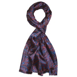 Lorenzo Cana Men's Scarf Made of 100% Silk in Harmonious Colours Printed Double Layer Silk Scarf Silk Scarf Dandy Style 30 x 160 cm 8913711, blue