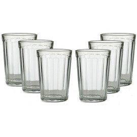 Russian Hot Tea Drinking Paneled Glass Granyoniy 200 ml for Hot/Cold Liquids fits Holder Podstakannik Vintage USSR Set of 6