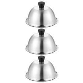 Joyfair Cheese Melting Dome, 3 Pcs Stainless Steel Basting Burger Cover with Heat-Proof Handle, 6 Inch Metal Steaming Cover Grill Lid for Indoor & Outdoor Flat Top Griddle Teppanyaki, Dishwasher Safe