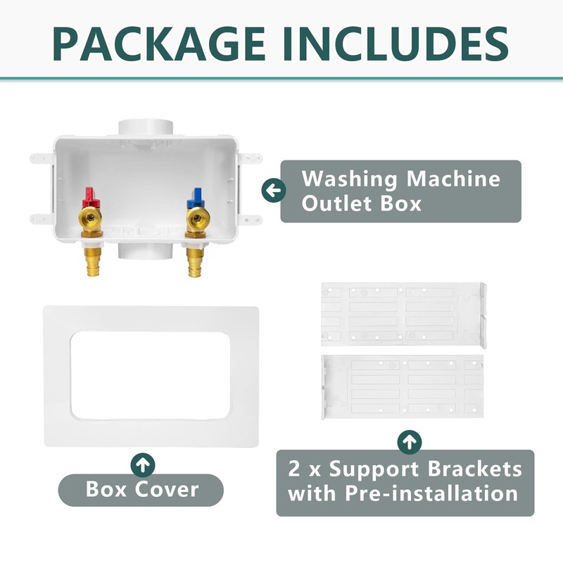 Washing Machine Outlet Box, Niikappu 1/2 Inch Pex-A Inlet x