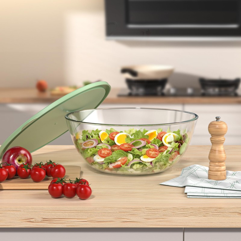 Quald Extra Large Glass Mixing Bowls Clear Glass Salad Cooking