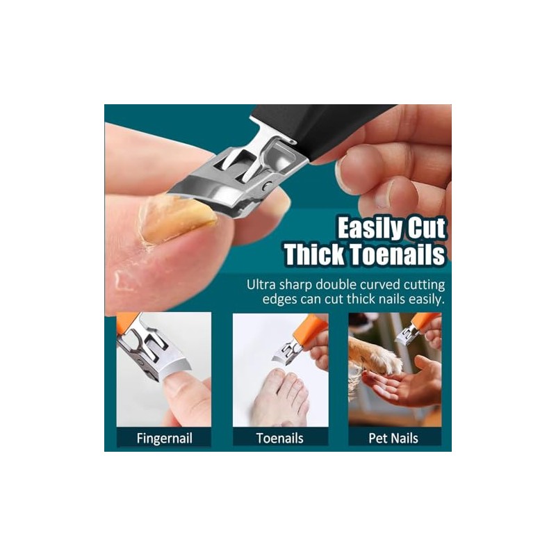2PCS Anti-Splash Slanted Nail Clipper Set for Thick Nails